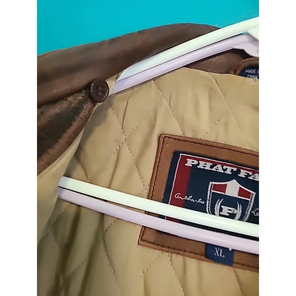Vintage 90s Y2K Phat Farm mens XL Soft Butter Leather Bomber Jacket  Brown